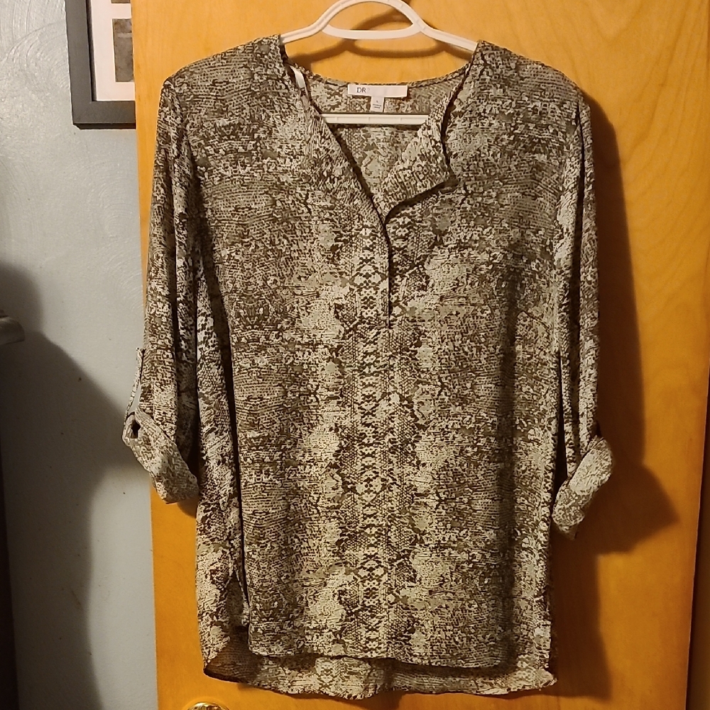 DR2 Womens Snake Print Quarter Sleeve Blouse